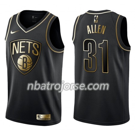 Män Brooklyn Nets Tröja Jarrett Allen 31 Nike Svart Guld Edition Swingman